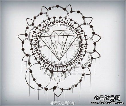 文身秀图吧推荐一幅钻石花文身作品