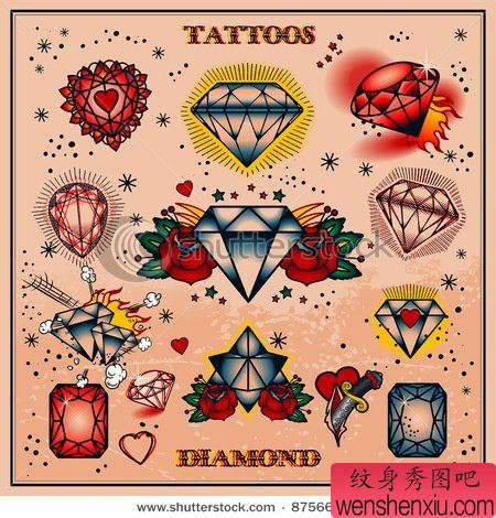 一组钻石文身手稿作品