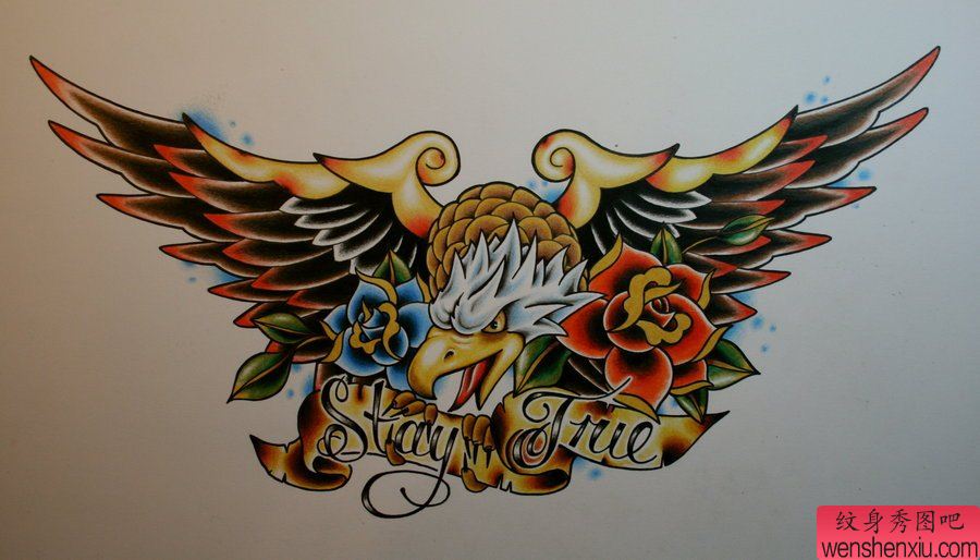 老鹰文身手稿作品