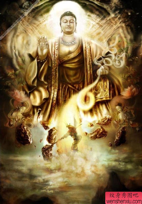 一幅适合纹满背的霸气如来文身作品