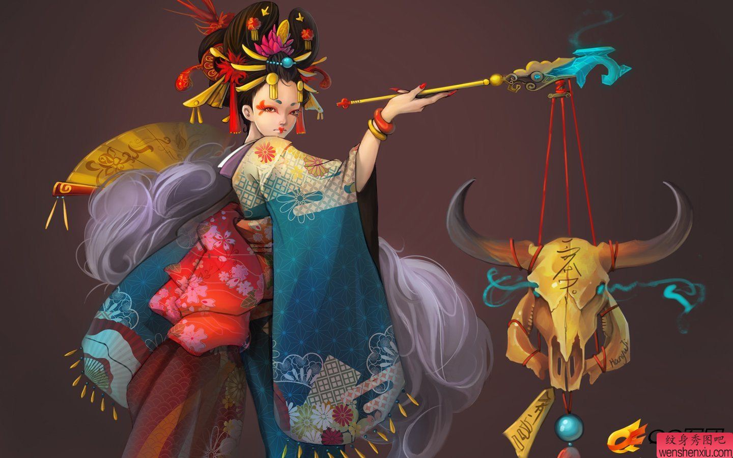 艺妓羚羊文身手稿作品