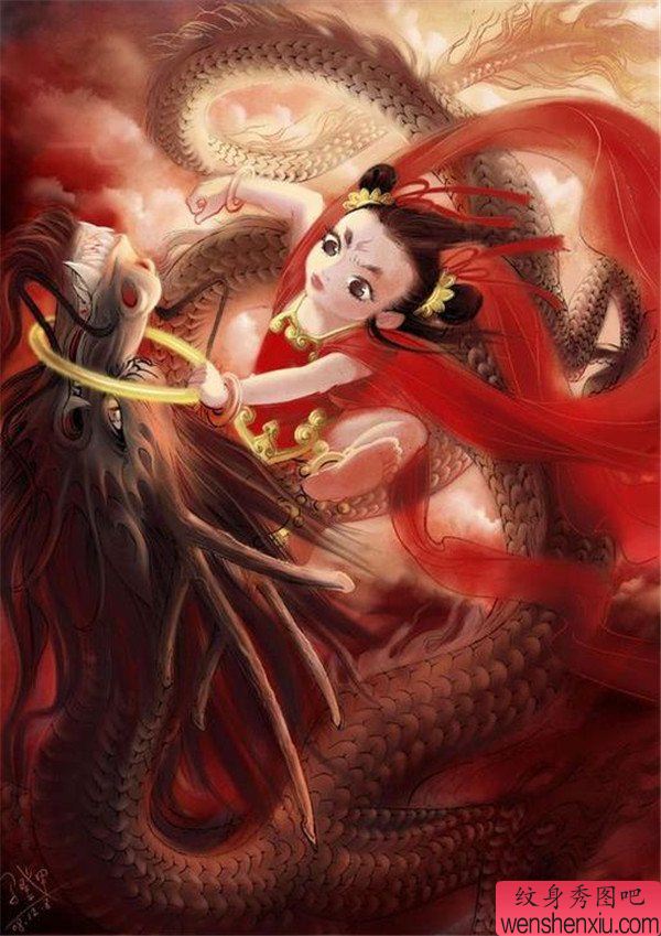 文身秀图吧推荐一幅适合纹满背的哪吒文身作品