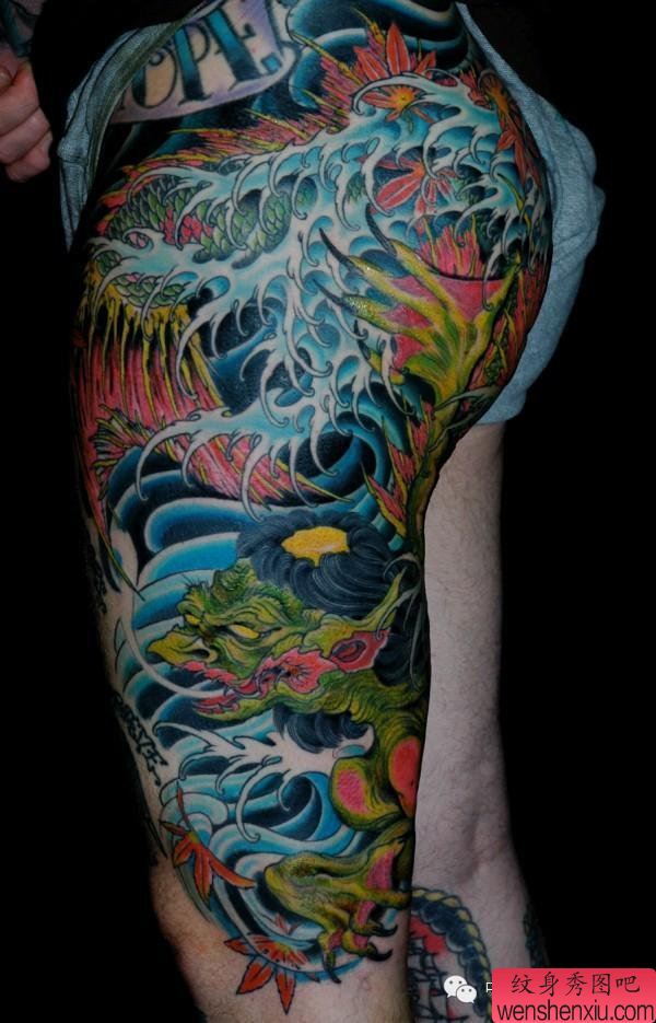 文身秀图吧推荐一组包腿文身作品