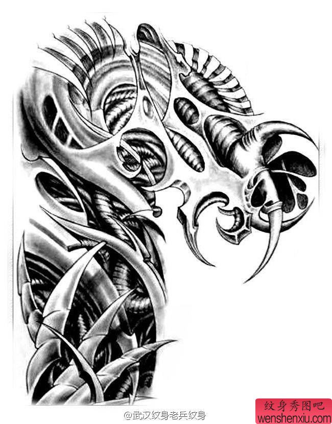 机械半胛文身作品