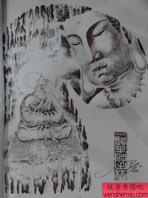 文身秀图吧推荐一幅佛文身半胛作品