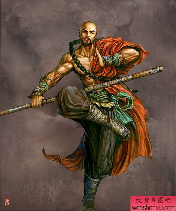 文身秀图吧推荐一幅彩色罗汉文身作品