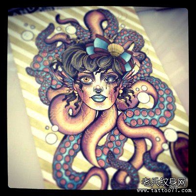 美杜莎文身手稿作品