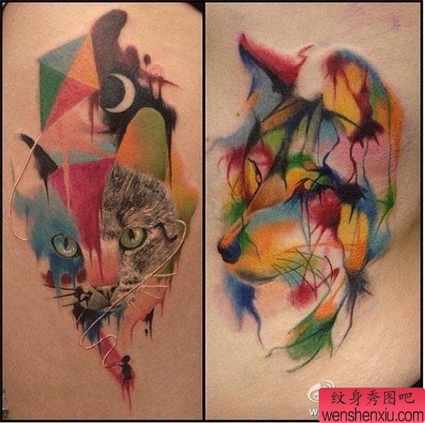 水墨风格文身作品