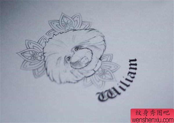 文身秀图吧推荐一幅汪星人手稿作品