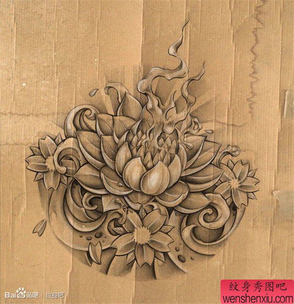 莲花文身手稿作品