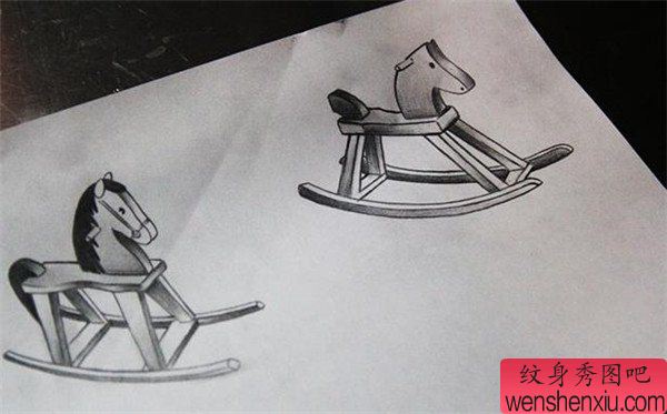 文身秀图吧推荐一幅木马文身作品