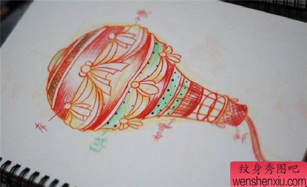 热气球稿子文身手稿作品