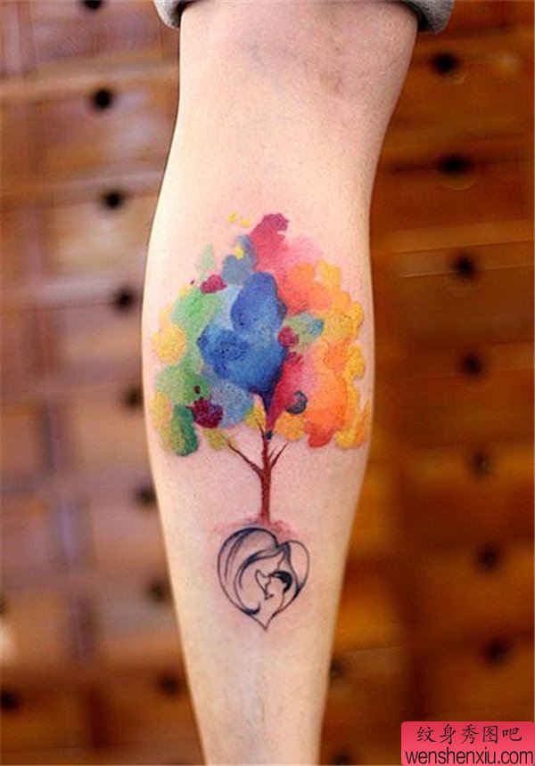 手臂水墨范儿炫彩文身作品