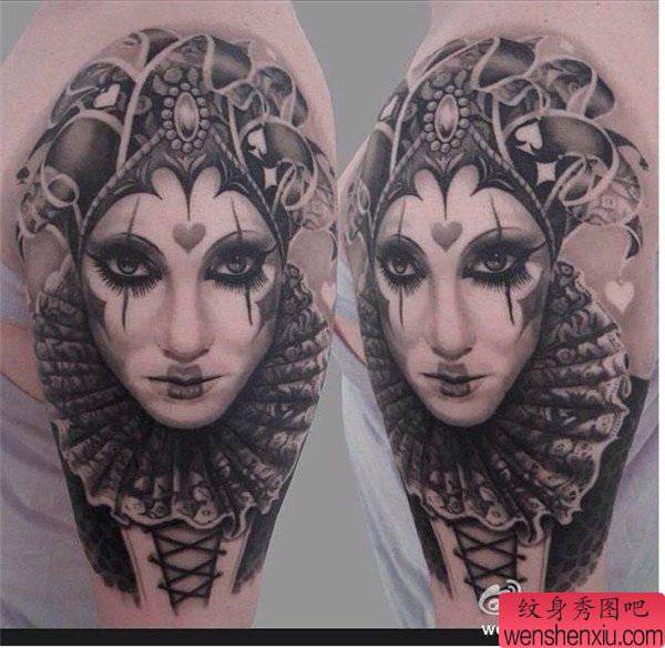 手臂欧美小丑文身作品
