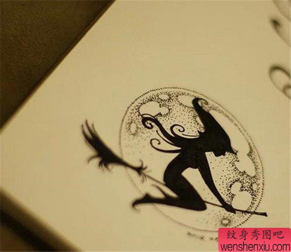 文身秀图吧推荐一幅女巫文身手稿作品