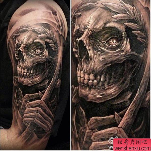 最好的文身馆推荐手臂死神文身作品
