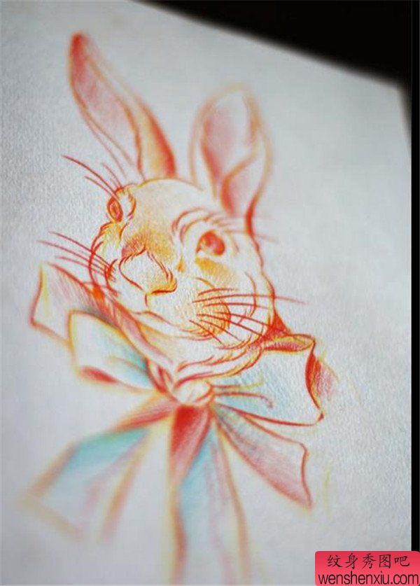 兔子文身手稿作品