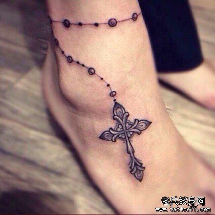 女人脚链文身作品