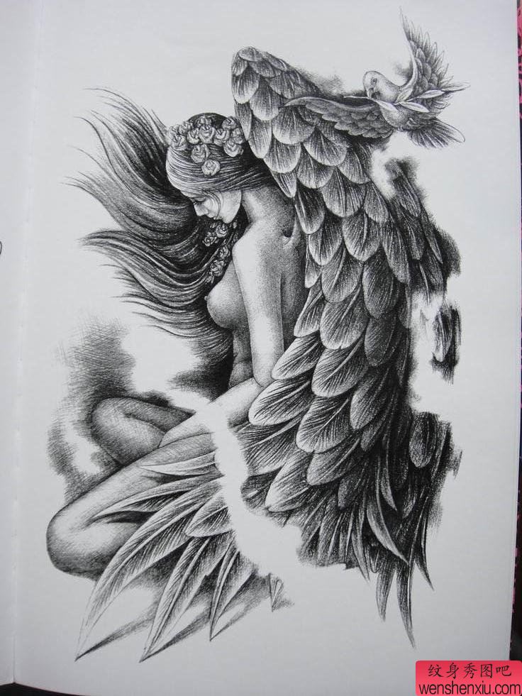 文身秀图吧推荐一幅天使文身作品