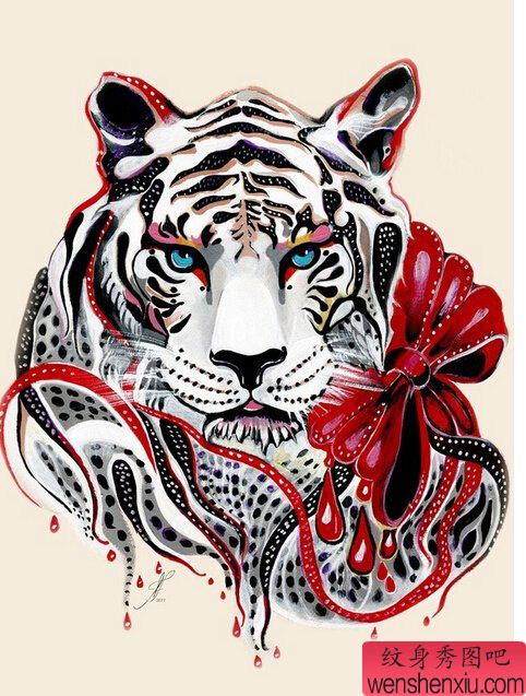 老虎头文身作品