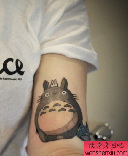 文身秀图吧推荐一幅手臂龙猫文身作品