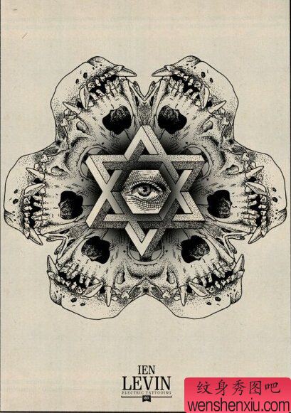 点刺六芒星眼睛文身作品