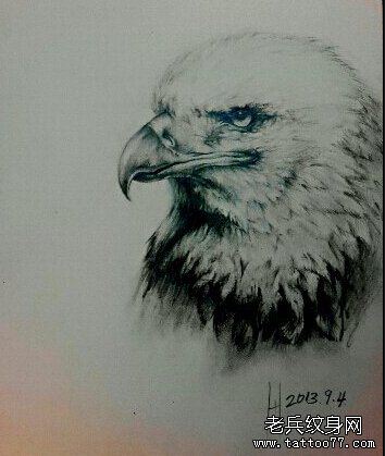 素描老鹰文身作品
