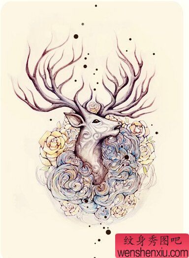 文身秀图吧推荐一幅羚羊文身作品