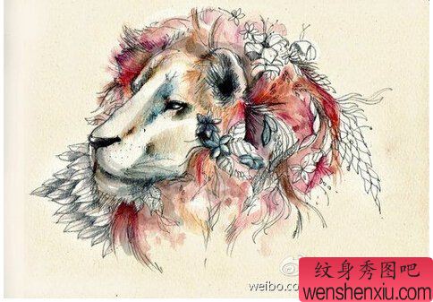 创意而已霸气的狮子文身作品