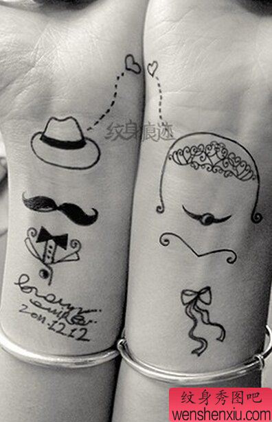 情侣卡通文身作品