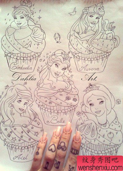 线稿蛋糕美女文身作品