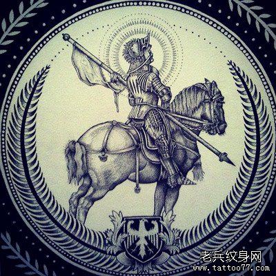 一幅骑士文身手稿作品
