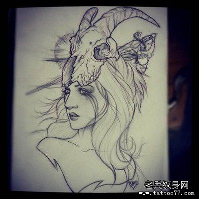 羚羊女郎文身手稿作品