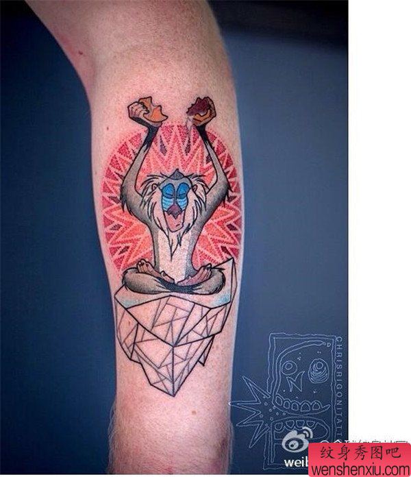 文身秀图吧推荐一幅手臂创意猴子文身作品