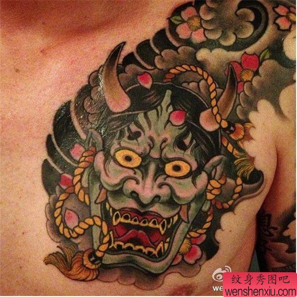 文身秀图吧推荐一幅肩部般若文身作品