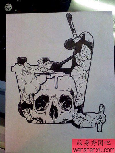 创意的文身机线稿作品