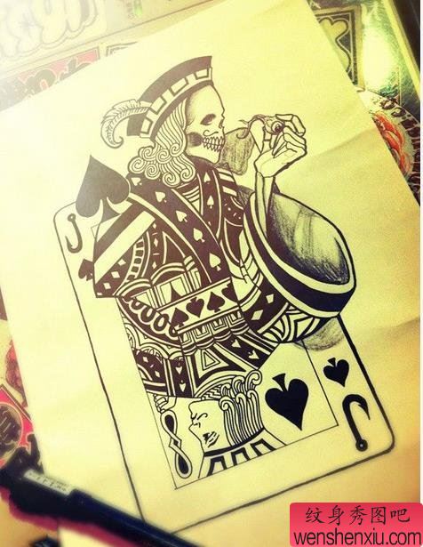 扑克牌文身作品