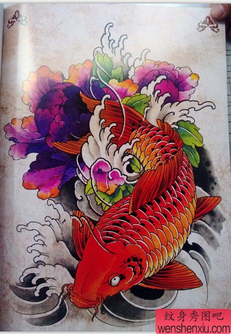 一组牡丹类型的文身手稿作品