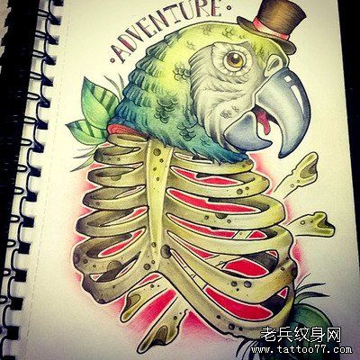 彩色文身手稿作品