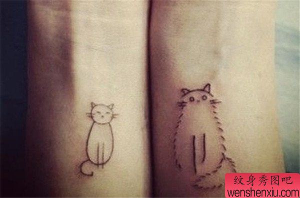情侣手腕小猫咪文身作品