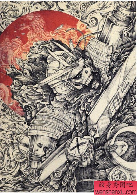 骷髅武士文身作品
