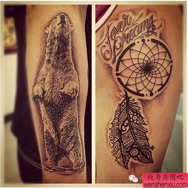 文身秀图吧推荐一组创意流行的捕梦网文身作品