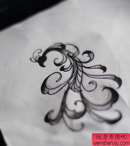 文身秀图吧推荐一幅图腾凤凰文身作品