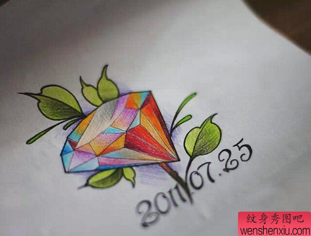 彩色钻石文身手稿作品
