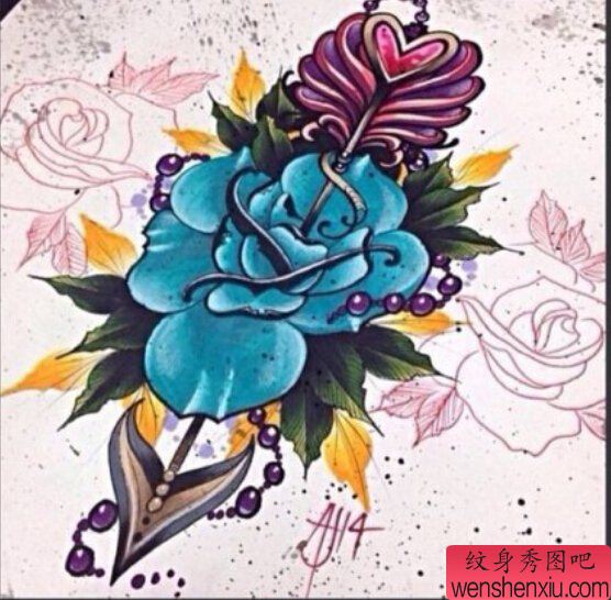 文身秀图吧推荐一幅彩色school风格文身作品