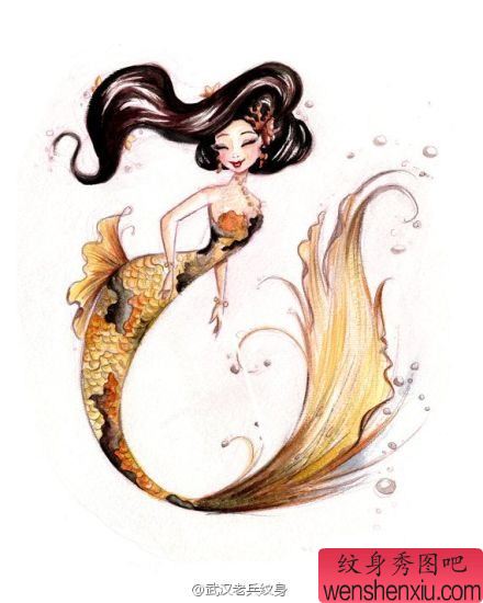 文身秀图吧推荐一组美人鱼文身手稿作品