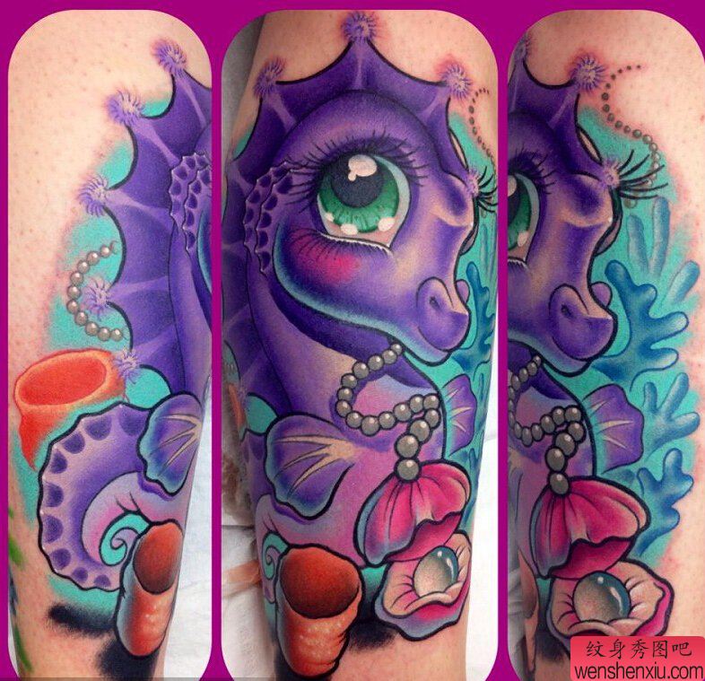 彩色卡通文身作品
