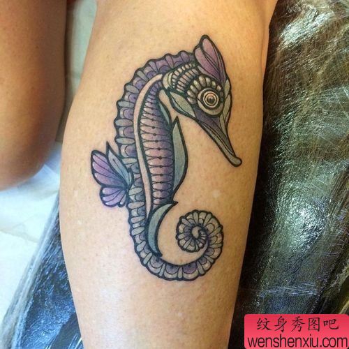 腿部海马文身作品由最好的文身分享