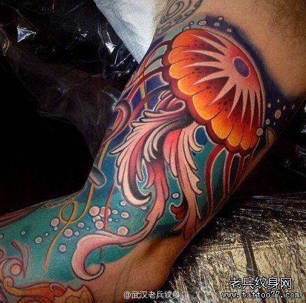 彩色水母文身作品