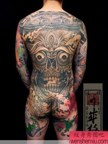 满背嘎巴拉纹身—日本黄炎纹身作品